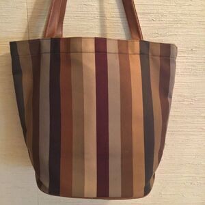 Vintage Todd Oldham by Lazy-boy Boho Hippie Striped Brown and Tan Tote Bag